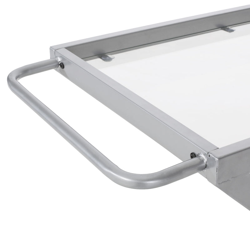 Modern Z Shaped Bar Cart With Tempered Glass Shelves - Silver