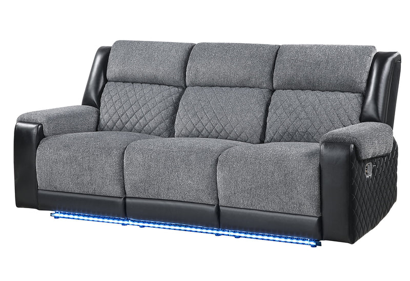 U5914 - 3 Piece Living Room Set (Reclining Sofa / Console Reclining Loveseat / Recliner) - Gray / Black