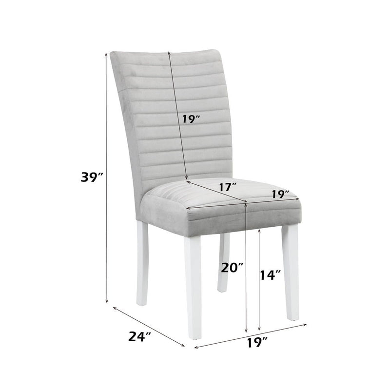 Elizaveta - Side Chair (Set of 2) - Gray Velvet &White High Gloss