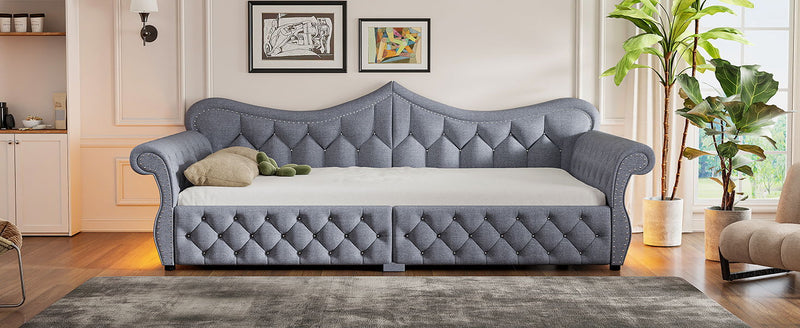 Upholstered Daybed With LED Lighting And Nailhead Trim