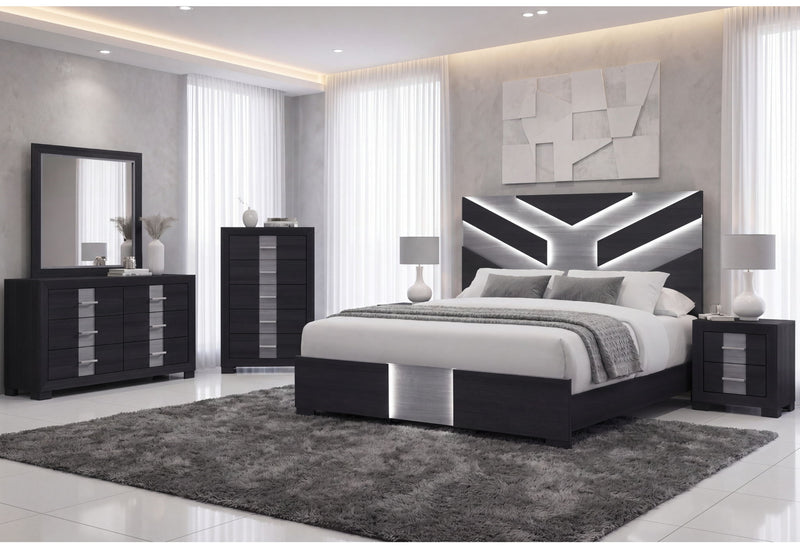 Optimus - 5 Piece Full Bedroom Set - Black