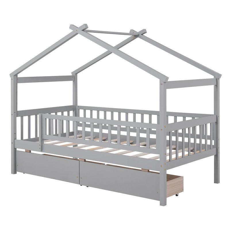 House Bed With 2 Drawers