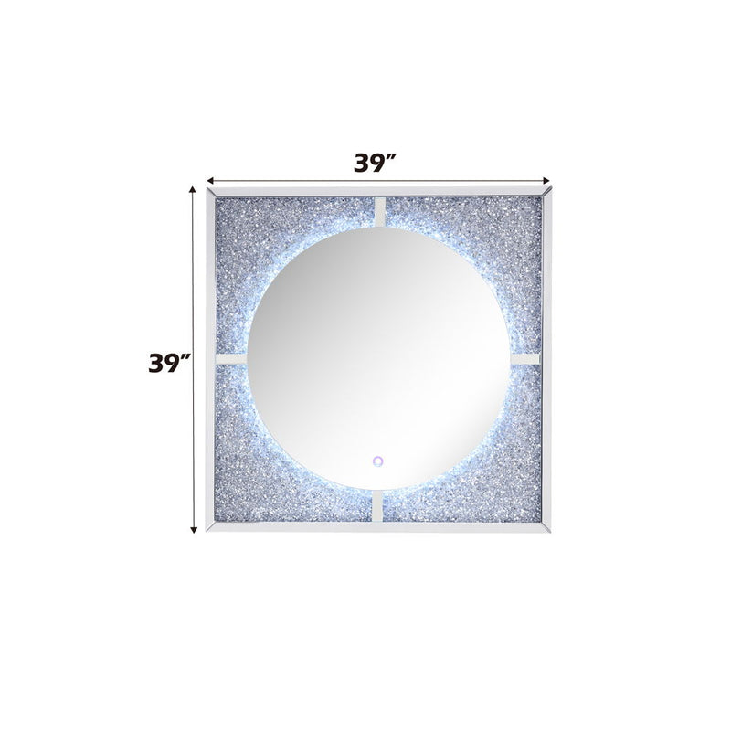 Noralie - Accent Mirror With LED - Mirrored, Faux Diamonds