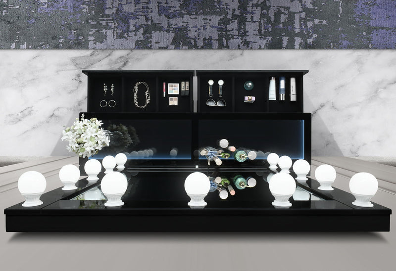 Ella - Vanity Set With Storage Stool - Black