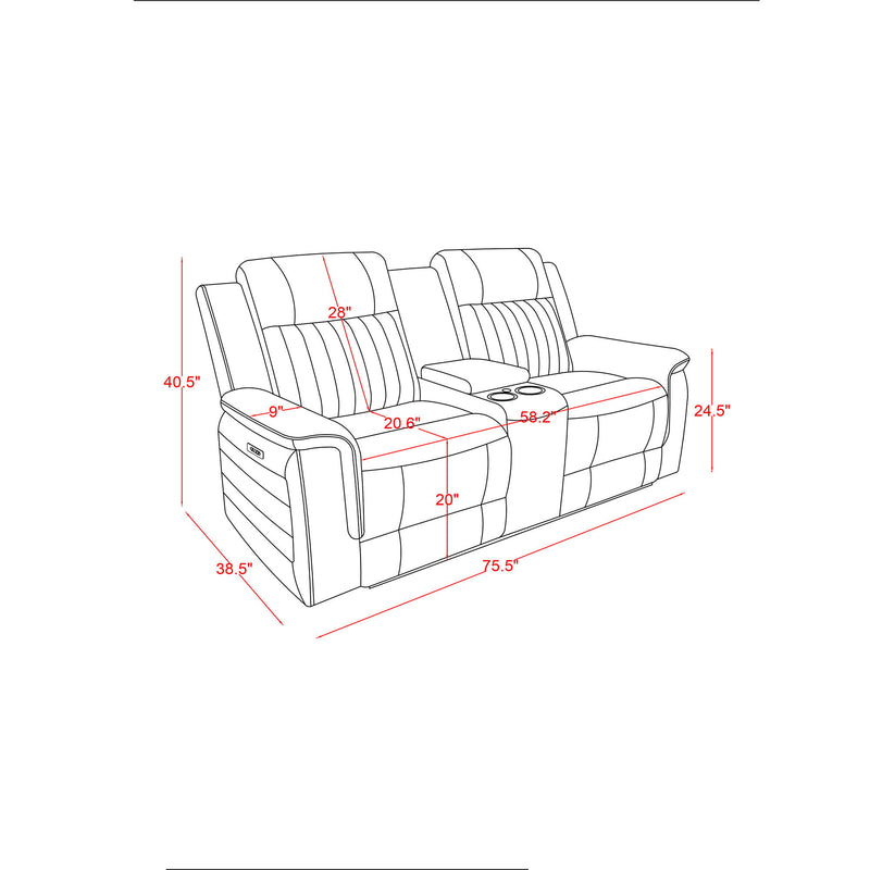 Ian - Power Reclining Sofa With LED Lighting, Surround Sound & Subwoofer - Charcoal