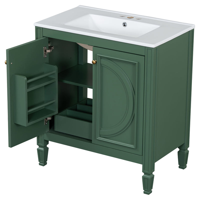 Bathroom Vanity With Sink With 2 Doors And Adjustable Shelf