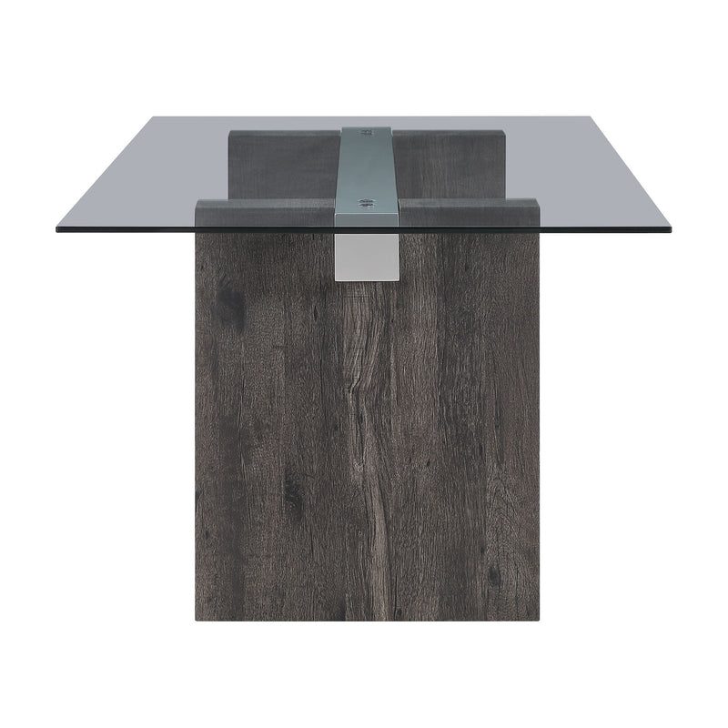 D4238 - 9 Piece Dining Room Set (Dining Table And 8 Dining Chairs) - Clear / Dark Brown / Light Gray