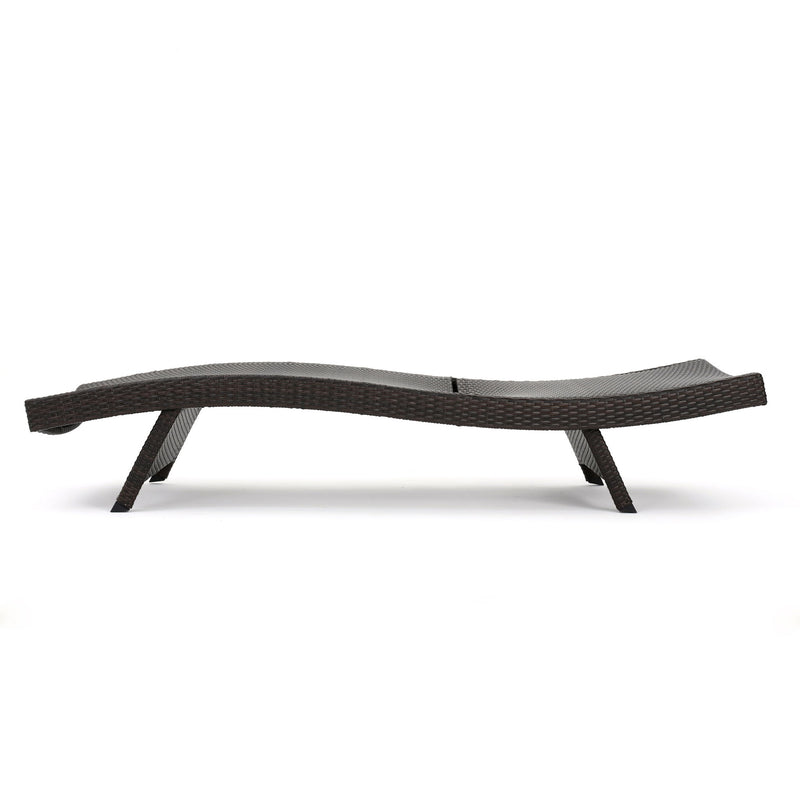 Mysticism Outdoor Chaise Lounge With Adjustable Backrest And Foldable Legs - Brown Multi