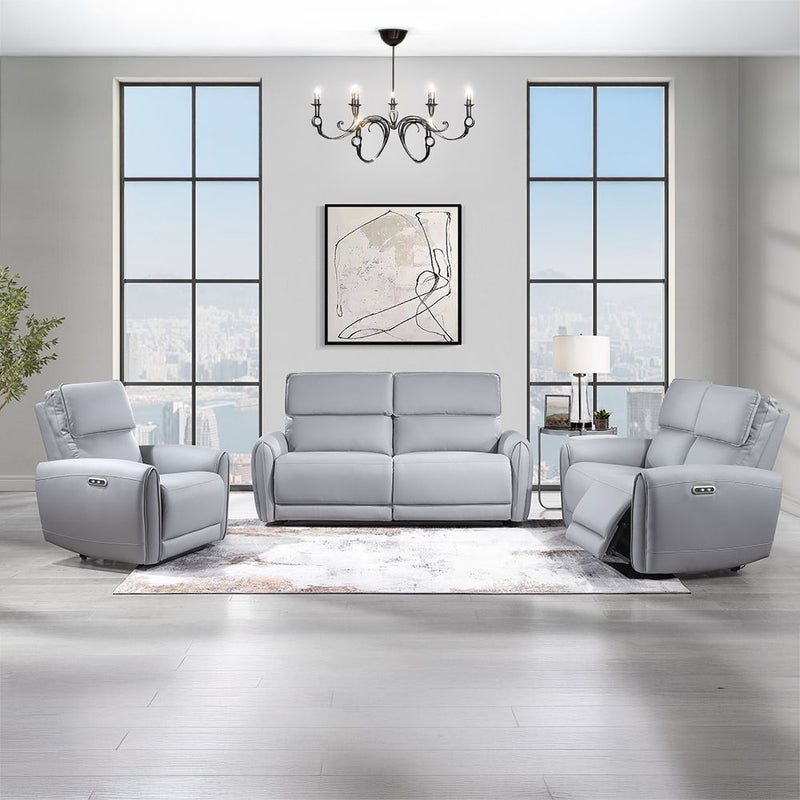 Jeromie - Power Motion Recliner With USB Port - Gray Synthetic Leather