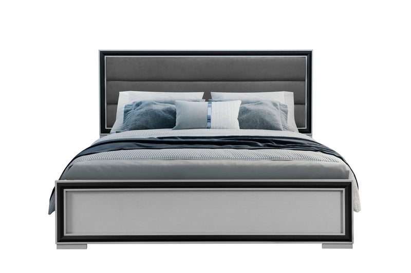 Amelia - 5 Piece Queen Bedroom Set (Queen Bed With LED, Cooler And Speaker) - Black / Gray