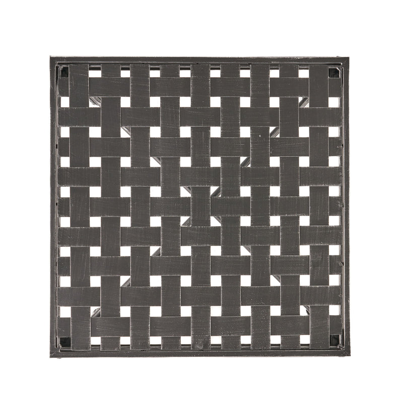 Outdoor Square Side Table With X Shaped Iron Frame - Black