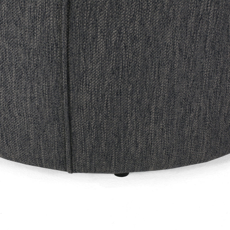 Contemporary Ottoman With Tonal Piping And Button Tuft Design