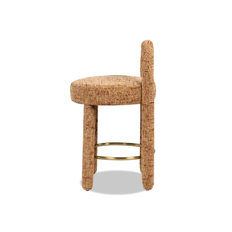 Penny - Round Arched Fully Upholstered Counter Stool (Set of 2) - Orange