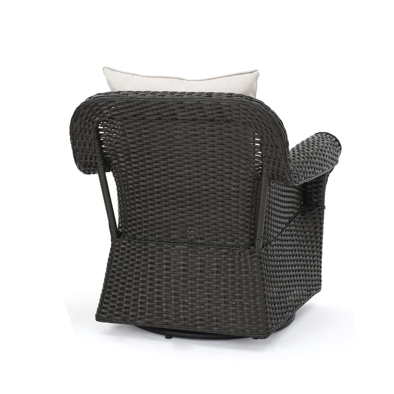 Amaya - Outdoor Swivel Rocker Chair With Water Resistant Cushions - Brown / Beige
