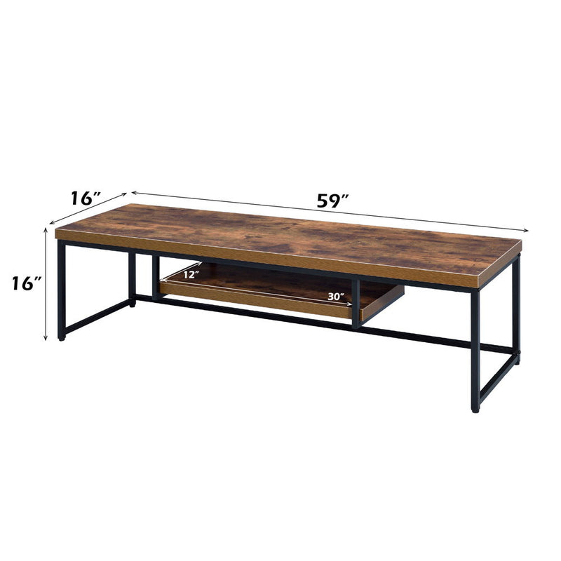 Bob - 16" TV Stand - Weathered Oak & Black Metal