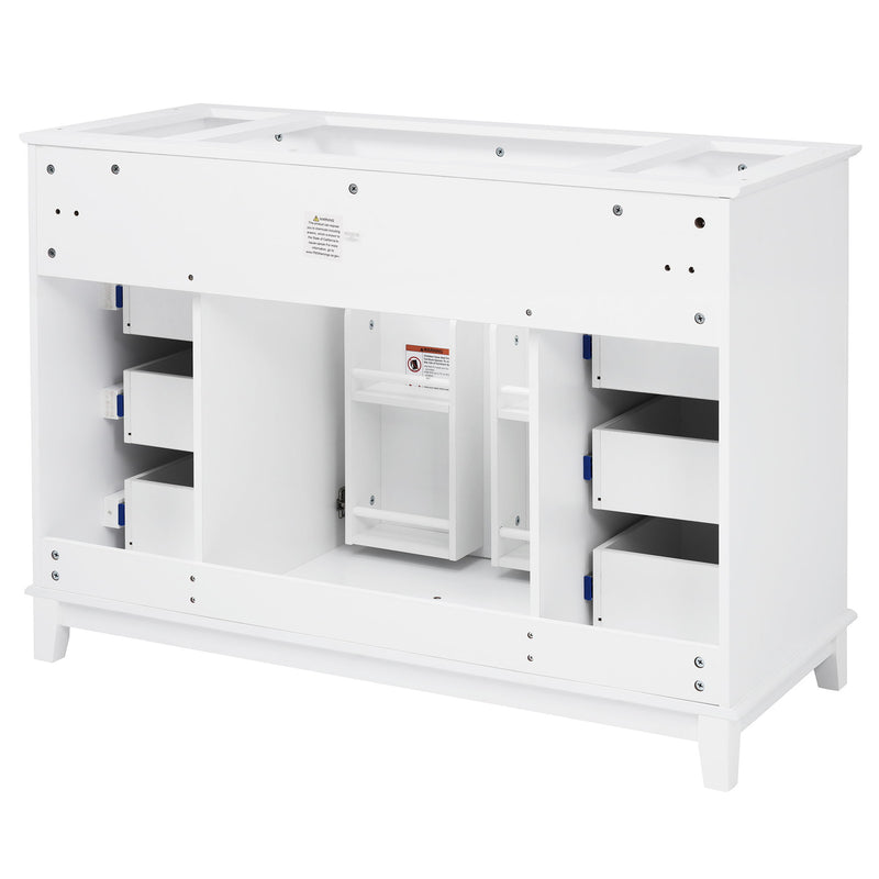 Bathroom Vanity Cabinet Only, 6 Soft Close Drawers & Double Doors - White
