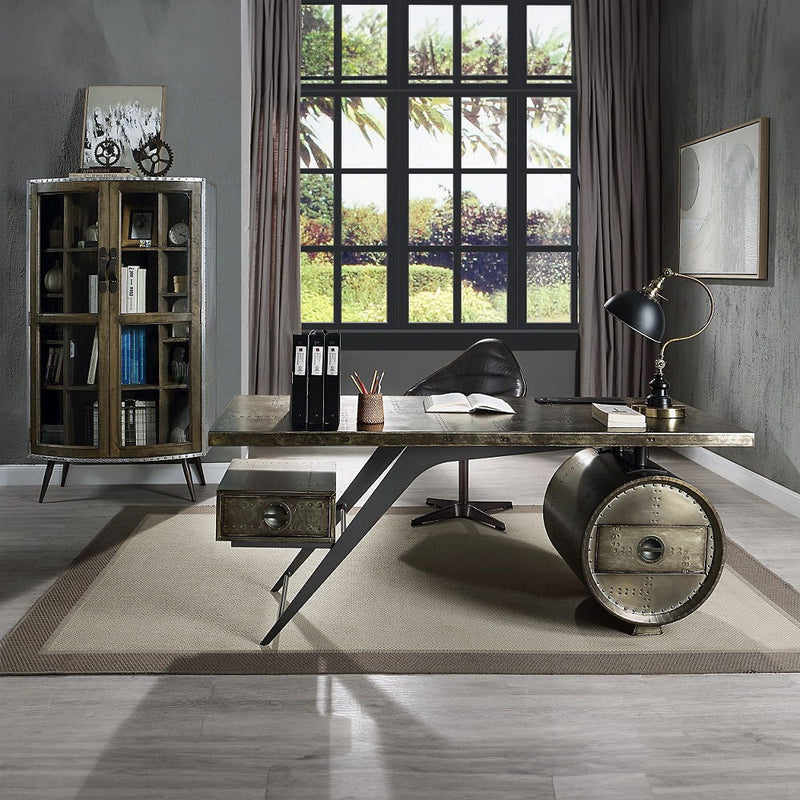 Brancaster - Executive Writing Desk With USB - Bronze Aluminum