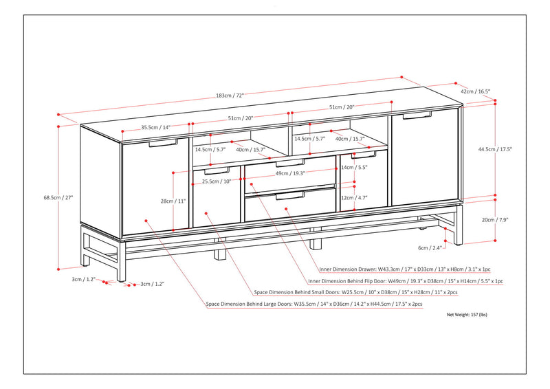 Banting - Wide TV Stand - Walnut Brown