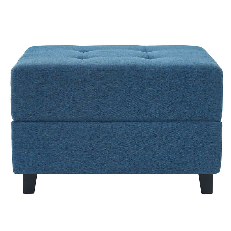 Ottoman, Compact Footrest For Living Room - Navy Blue