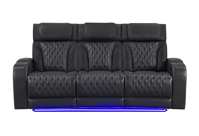 U8611 - Power Reclining Sofa With Power Headrest And LED / Power Console Reclining Loveseat With Power Headrest, LED And Speaker - Charcoal