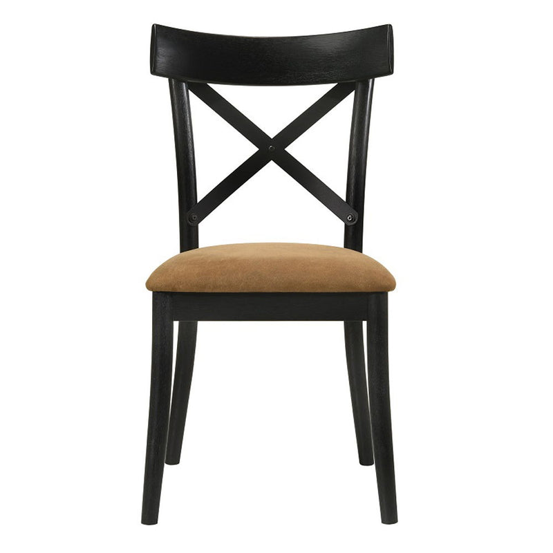Hillary - Side Chair (Set of 2) - Brown Leather Aire, Walnut & Black