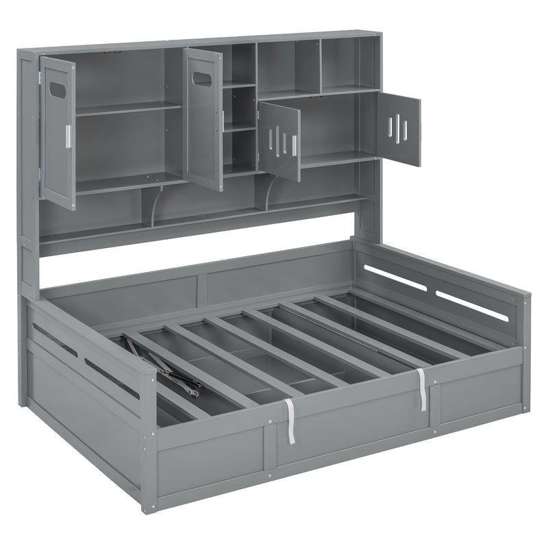 Daybed With All-In-One Cabinet And Shelf
