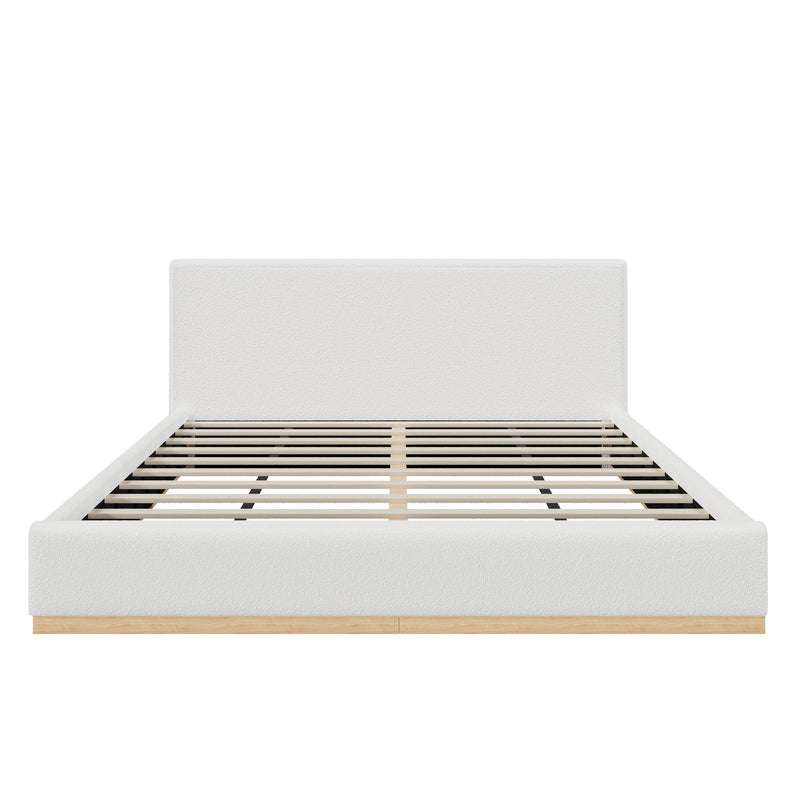 Queen Upholstered Bed - Natural / White