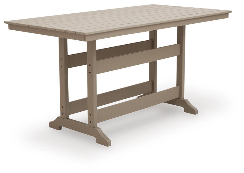 Playa Seacliff - Mesa de comedor rectangular a la altura del mostrador con opción de sombrilla - Marrón medio