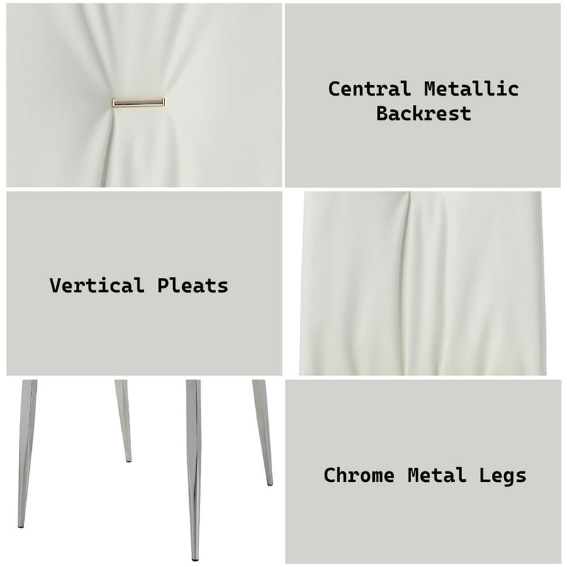 Kamaile - Side Chair (Set of 2) - Beige Synthetic Leather & Chrome