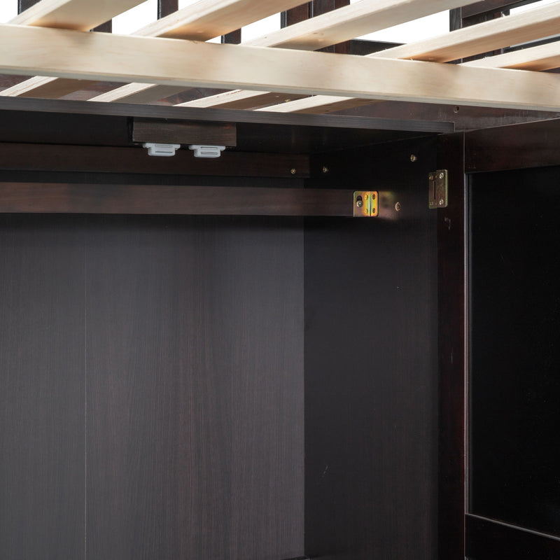 Loft Bed With Bookshelf, Drawers, Desk, And Wardrobe