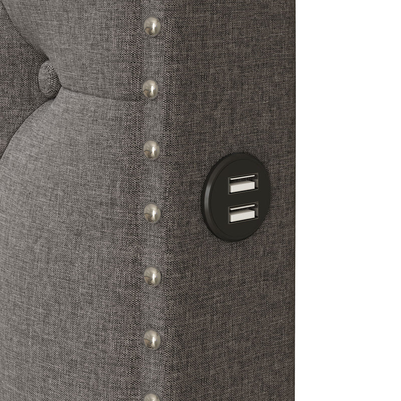 Upholstered Platform Bed With 2 Drawers And 2 Sets Of USB Ports On Each Side, Fabric