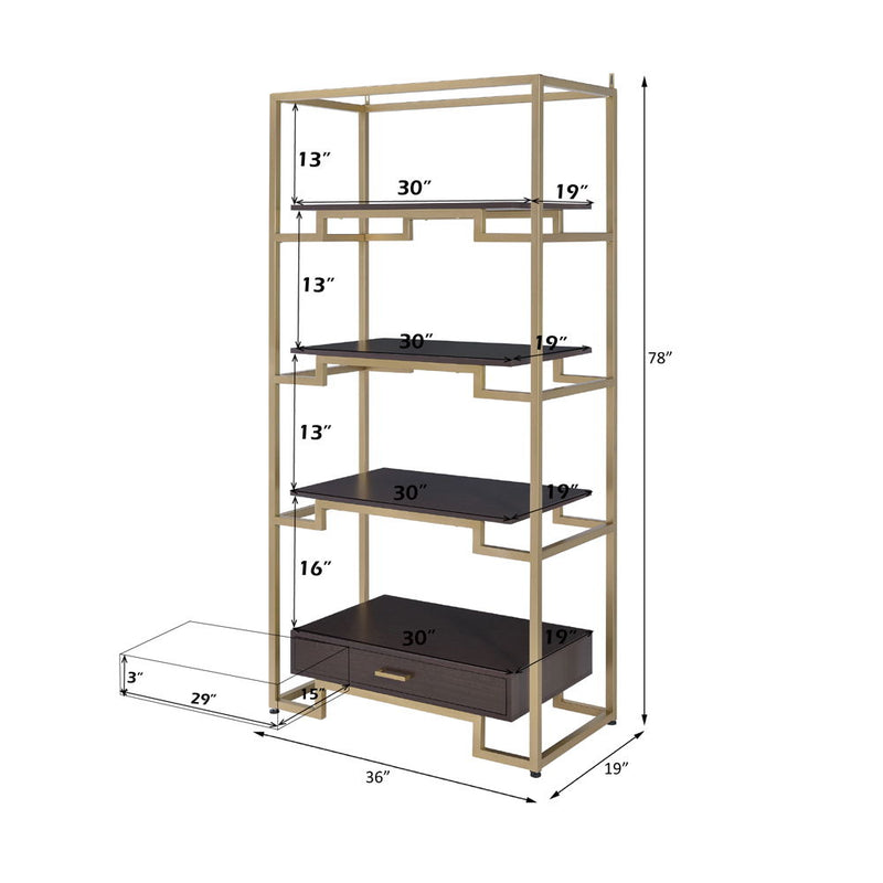 Yumia - Bookshelf - Gold & Walnut