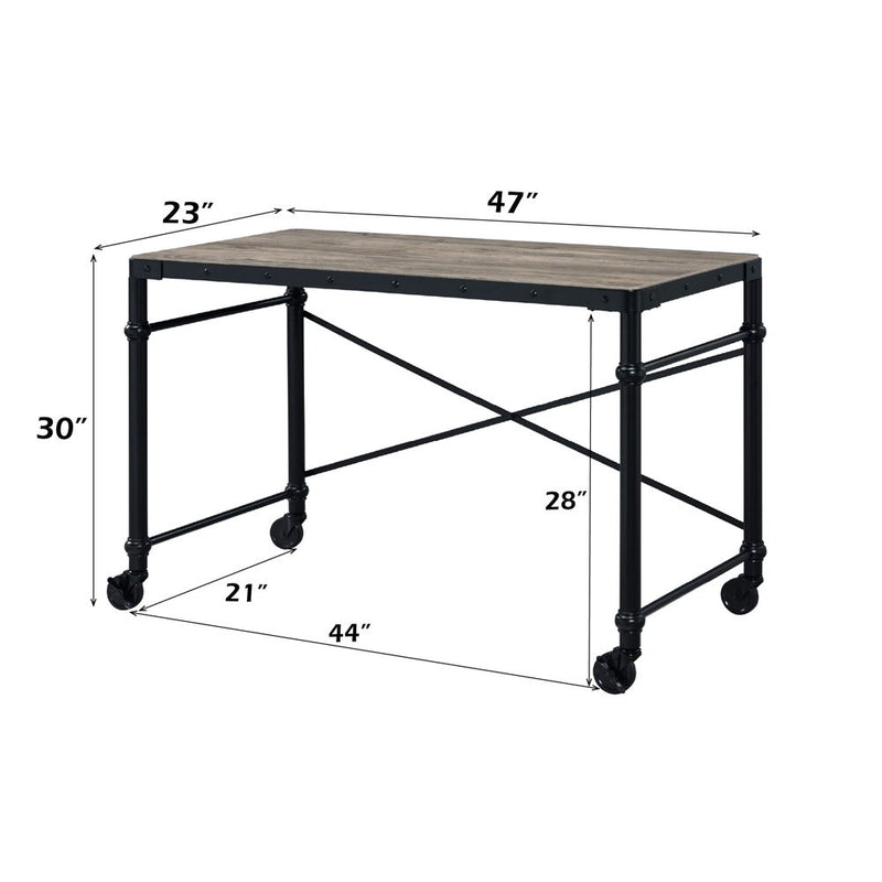 Oklarth - Writing Desk - Rustic Oak & Black