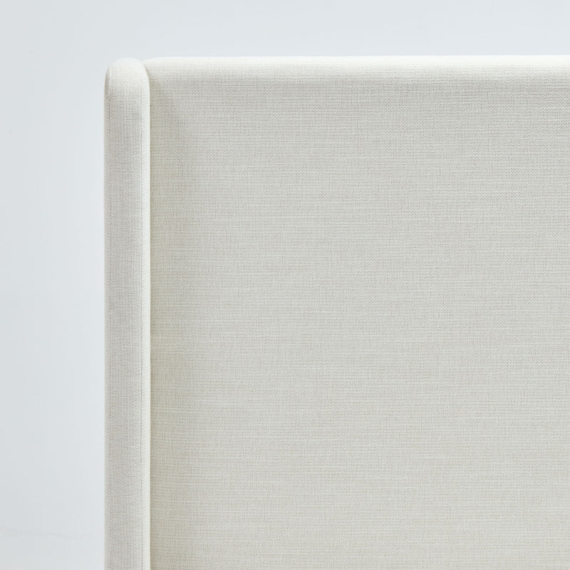 Caron - King Size Upholstered Wingback Bed With High Headboard - Ivory