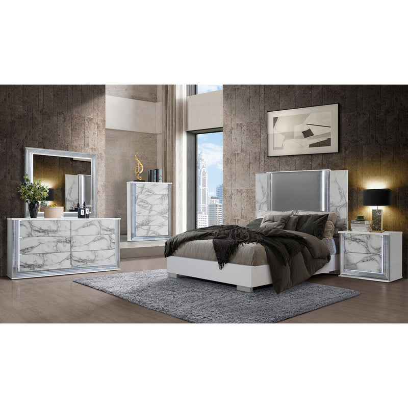 Moon - Marble Mirror With LED - White