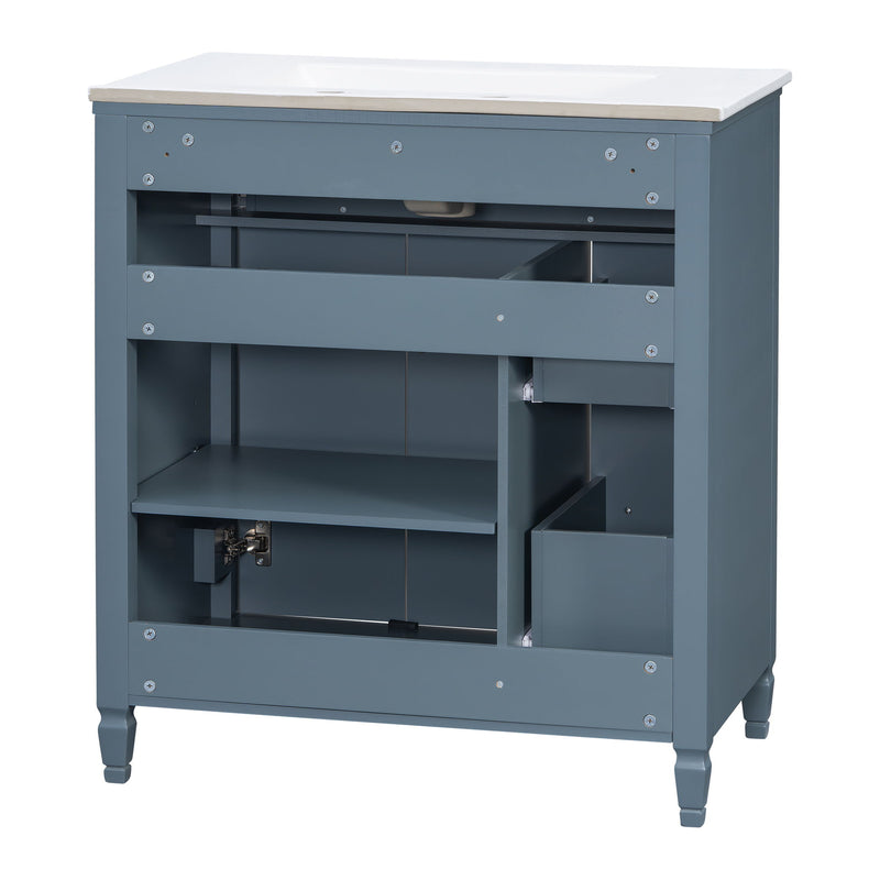 Freestanding Bathroom Vanity With Sink, Soft Close Door, Tip Out Drawer