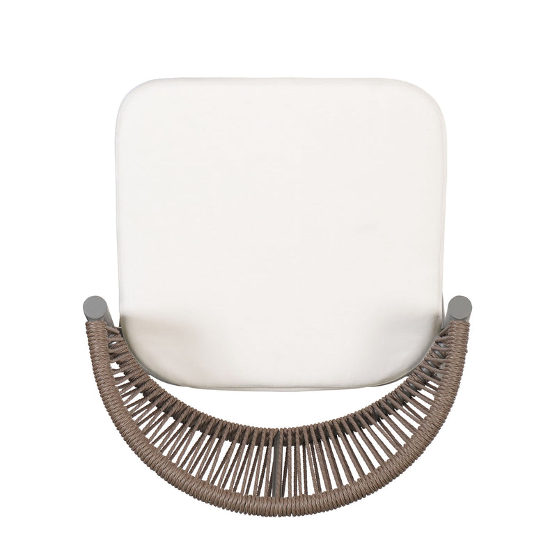 Outdoor Bar Height Metal Frame Counter Stools With Scallop Shaped Backrest & Water Resistant Cushions