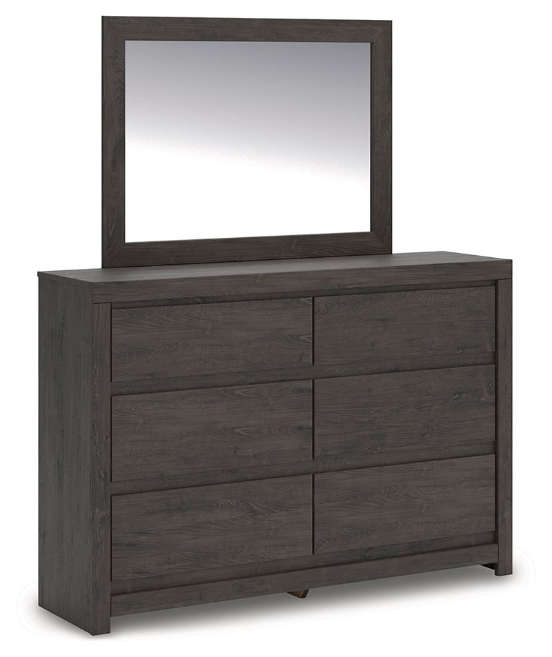 Fraluna - 3 Pc. - Queen Panel Storage Bed, Dresser And Mirror - Charcoal
