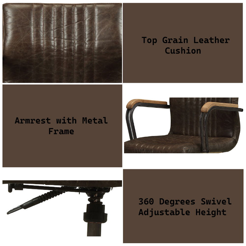Joslin - Office Chair - Distress Chocolate Top Grain Leather