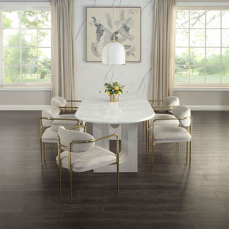 Zayn - Arm Chair (Set of 2) - Beige Chenille & Gold