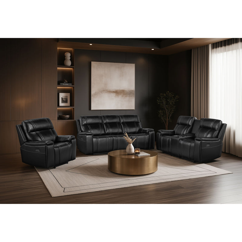 Gary - Power Reclining Sofa With Pillow Top Arms, Hidden Cup Holders - Black