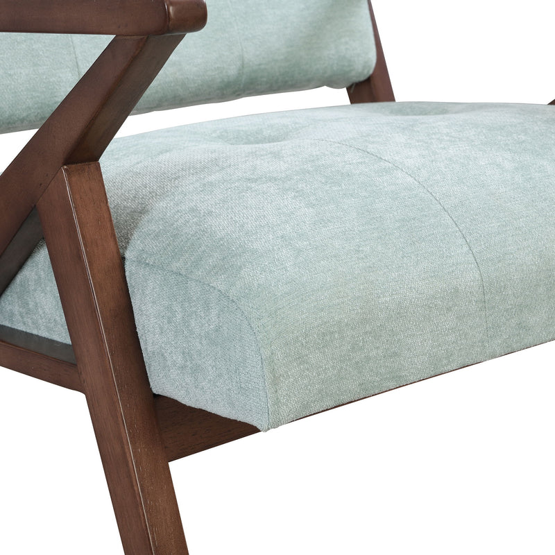 Modern Accent Chair With Plush Cushions, Angled Arm Design - Green