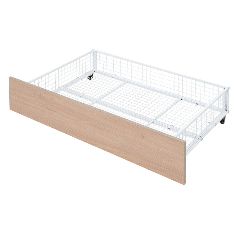 Triple Bunk Bed With Drawers, Multi-Functional Frame With Desks And Shelves In The Middle
