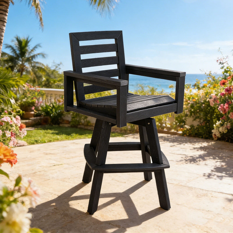 5 Piece Outdoor Bar Set With Table And Swivel Stools - Carbon / Ember Black