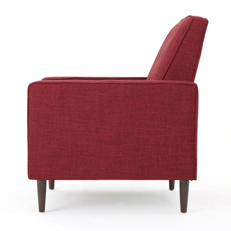 Mid-Century Modern Recliner With Button Tufted Waffle Stitch