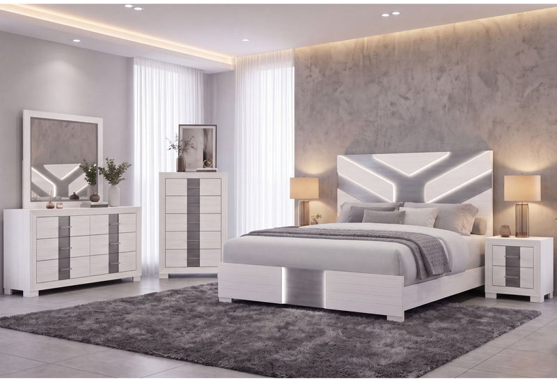 Optimus - 5 Piece Full Bedroom Set - White