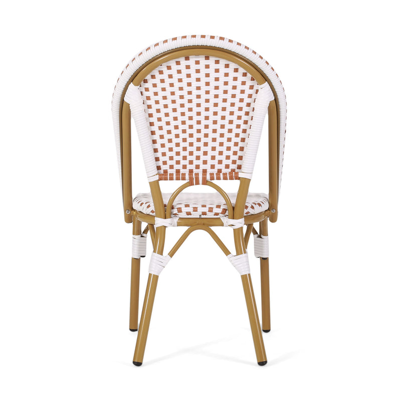 Outdoor Rattan And Aluminum French Bistro Chairs Set