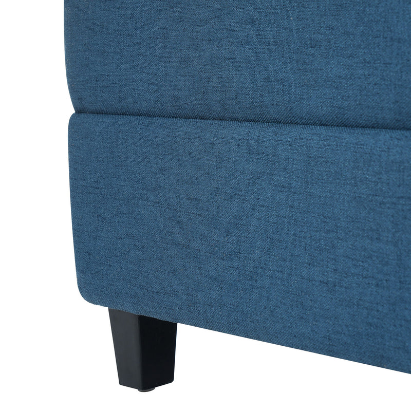 Ottoman, Compact Footrest For Living Room - Navy Blue