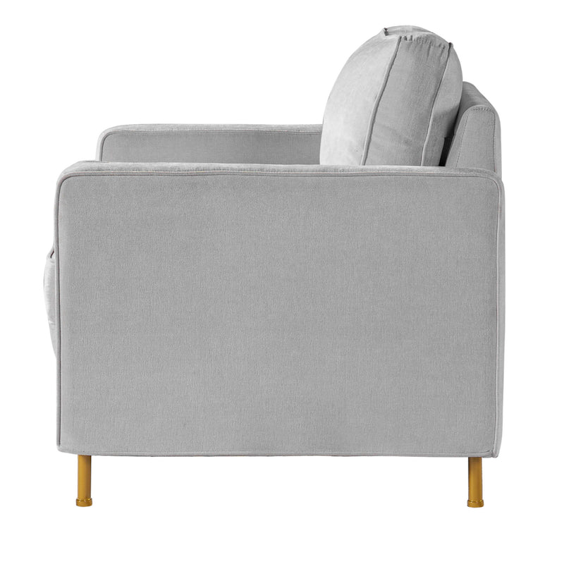 Accent Chair Upholstered Single Sofa With Square Arms, Sewn Pillow Back For Living Room