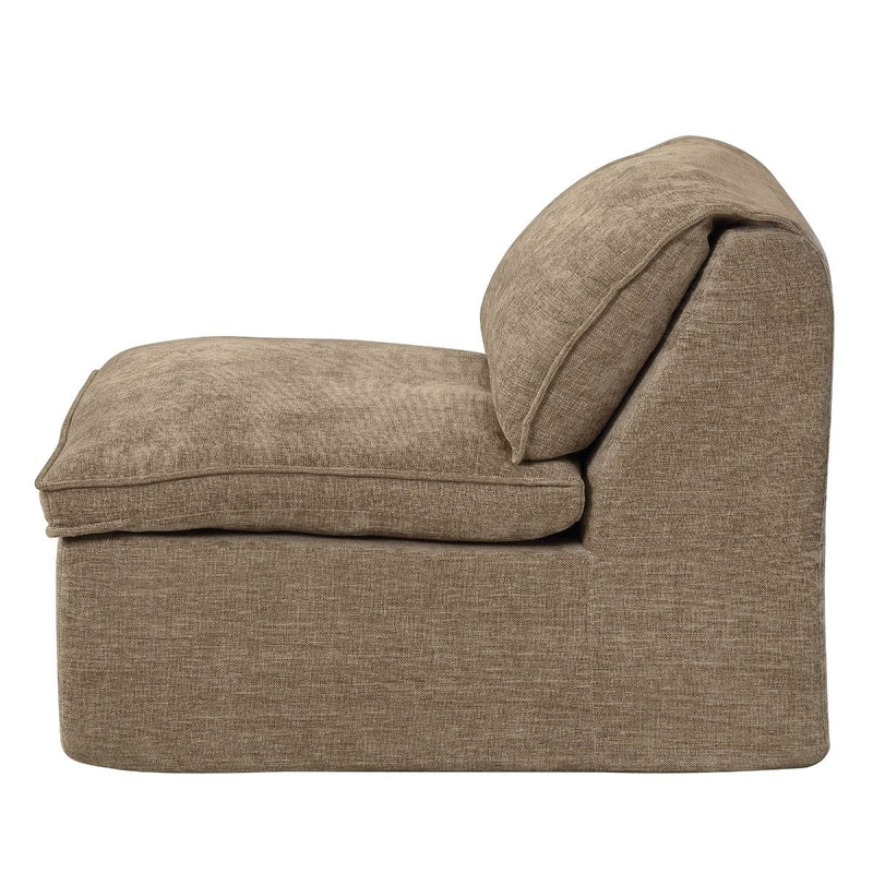 Almano - Modular Armless Chair - Light Brown Chenille
